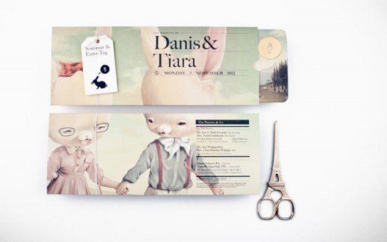 Kreative Hochzeitseinladung mit Illustration