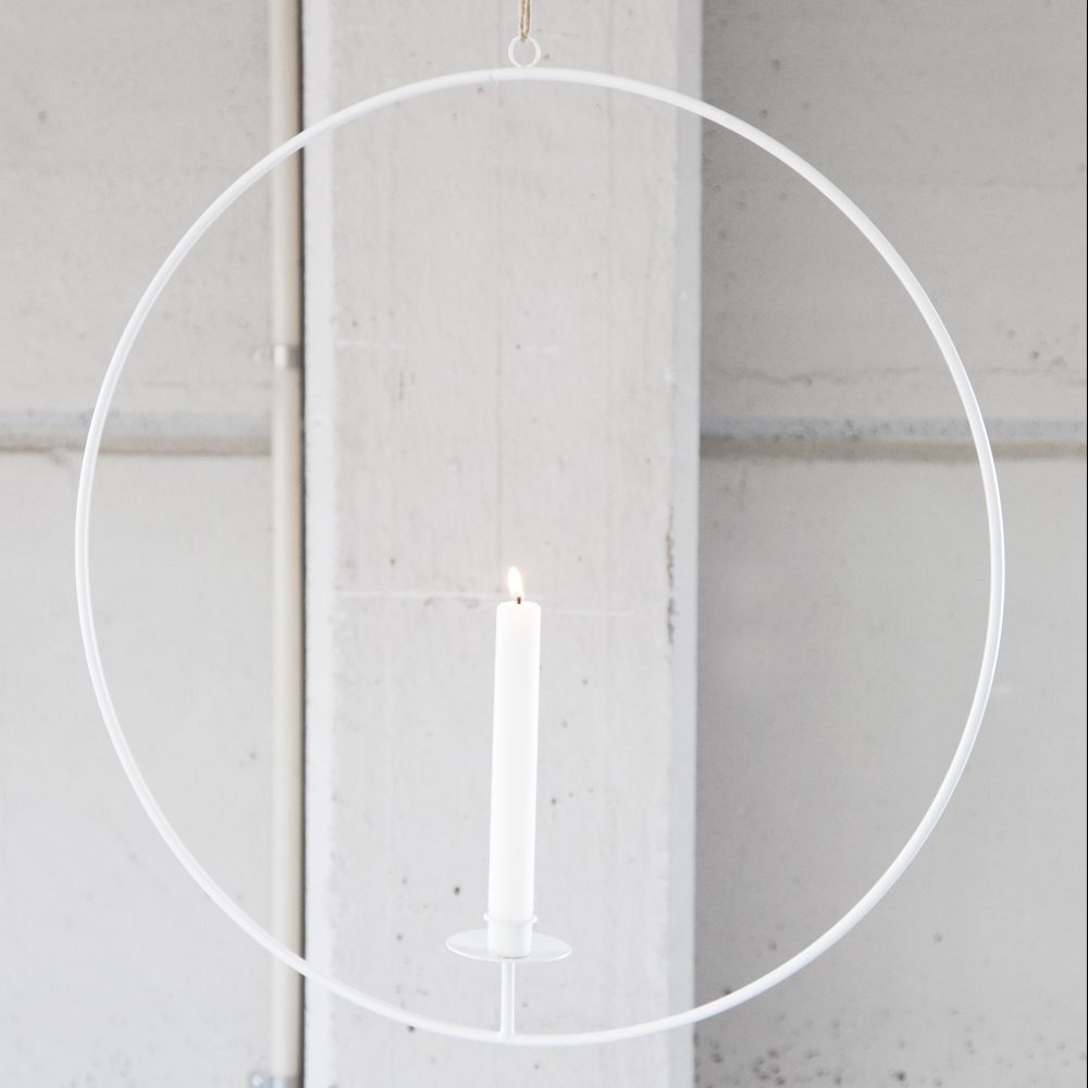 Kerzenhalter Ring zum Aufhängen weiß
