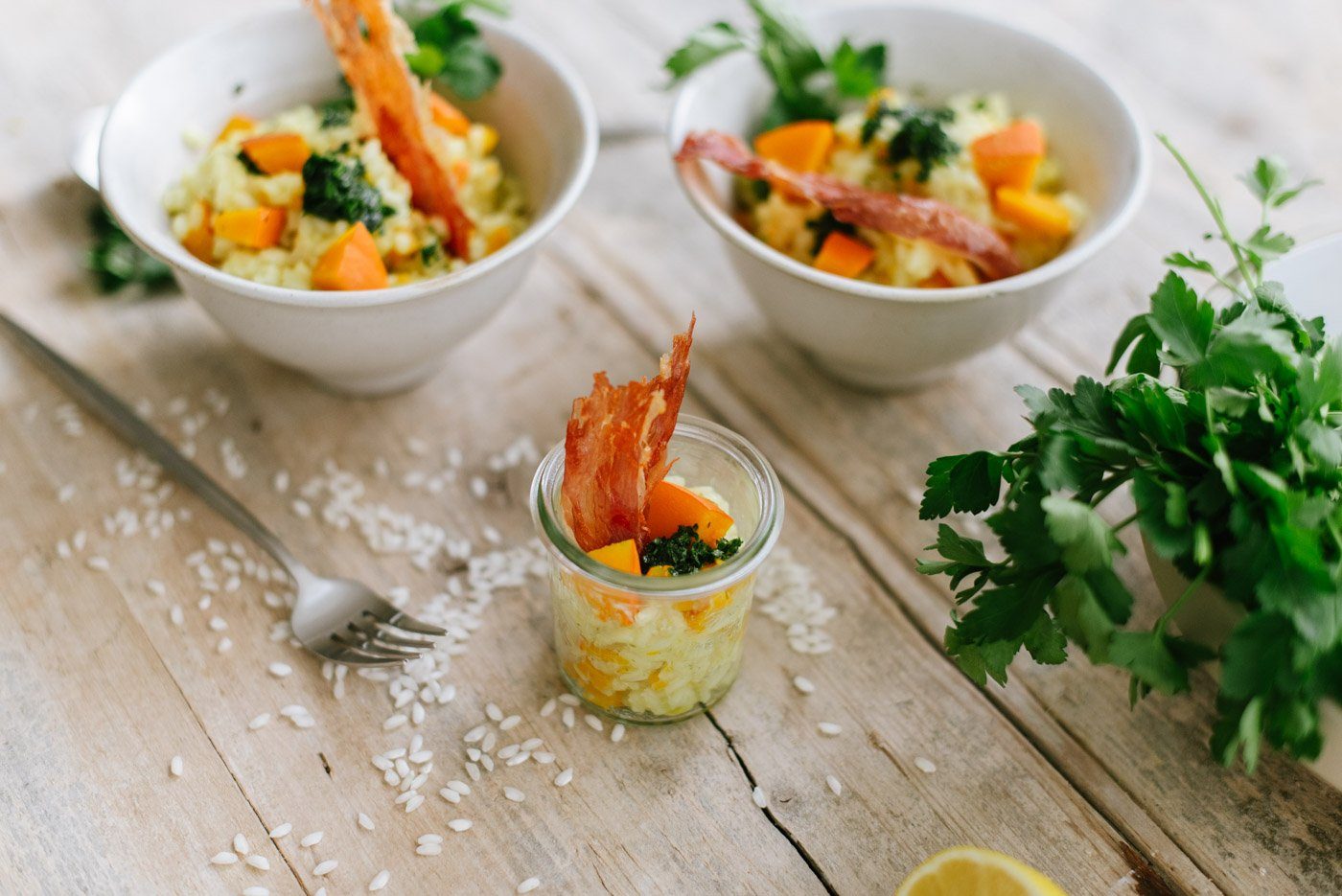 Fingerfood für Zwei: Risotto mit Kürbis und warmer Bumbardino reichen wir zur Silvesterparty im engsten Kreis - Rezepte für Silvester 2020