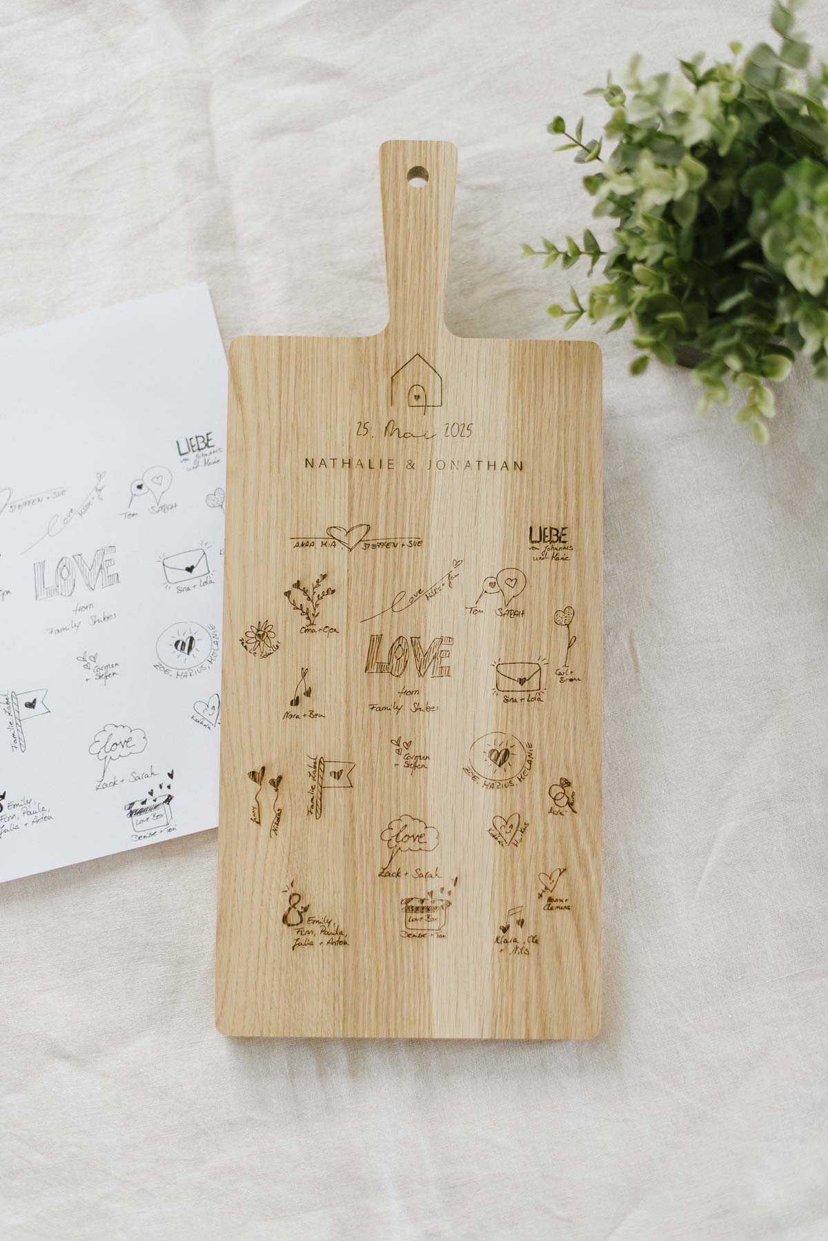 Grosses Schneidebrett Hochzeit mit individueller Gravur