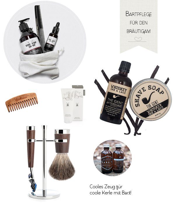 Pflegeprodukte für Bräutigam mit Bart