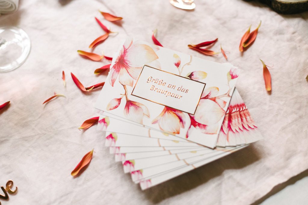 Hochzeitspapaeterie Grüße ans Brautpaar Magnolien